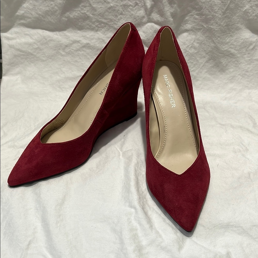 Marc Fisher Red Suede Wedge Heels